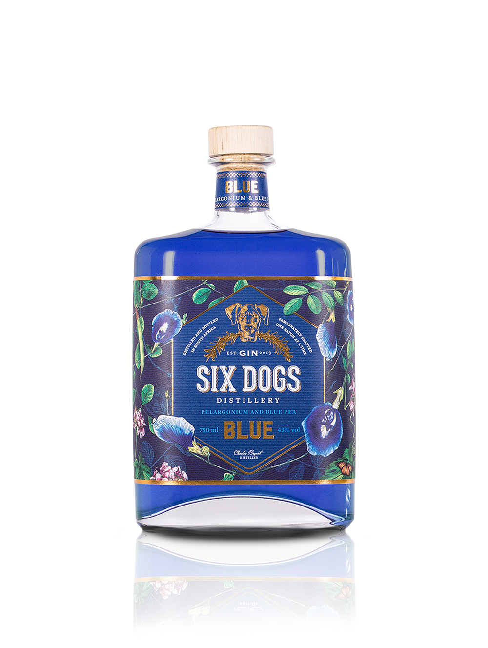 SIX DOGS BLUE GIN 750ML